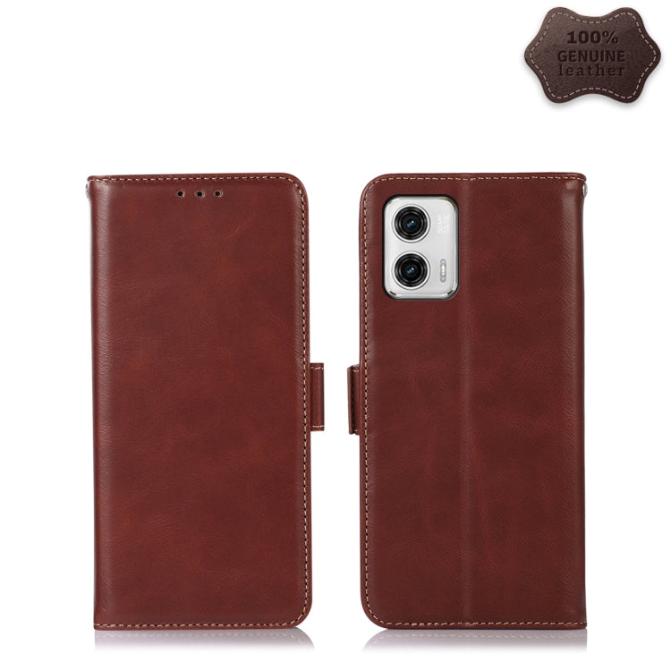 For Motorola Moto G73 5G Crazy Horse Top Layer Cowhide Leather Phone Case(Brown) - Motorola Cases by buy2fix | Online Shopping UK | buy2fix