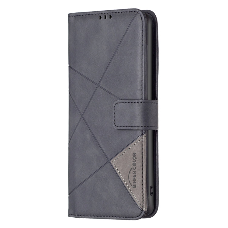 For Xiaomi Redmi 12 4G Magnetic Buckle Rhombus Texture Leather Phone Case(Black) - Xiaomi Cases by buy2fix | Online Shopping UK | buy2fix