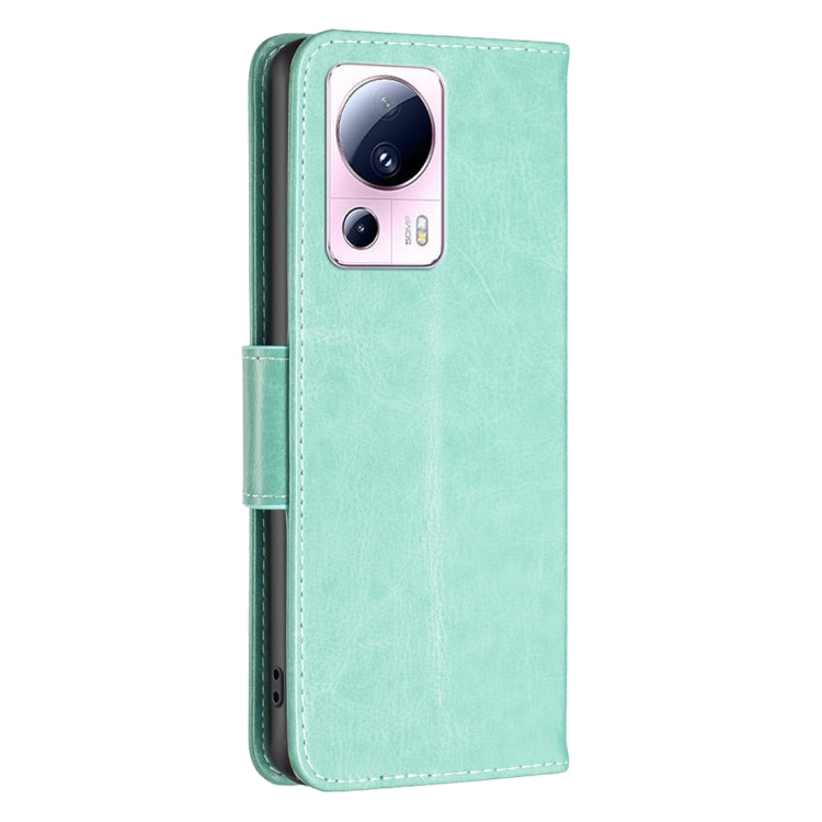 For Xiaomi 13 Lite / Civi 2 Two Butterflies Embossing Leather Phone Case(Green) - 13 Lite Cases by buy2fix | Online Shopping UK | buy2fix