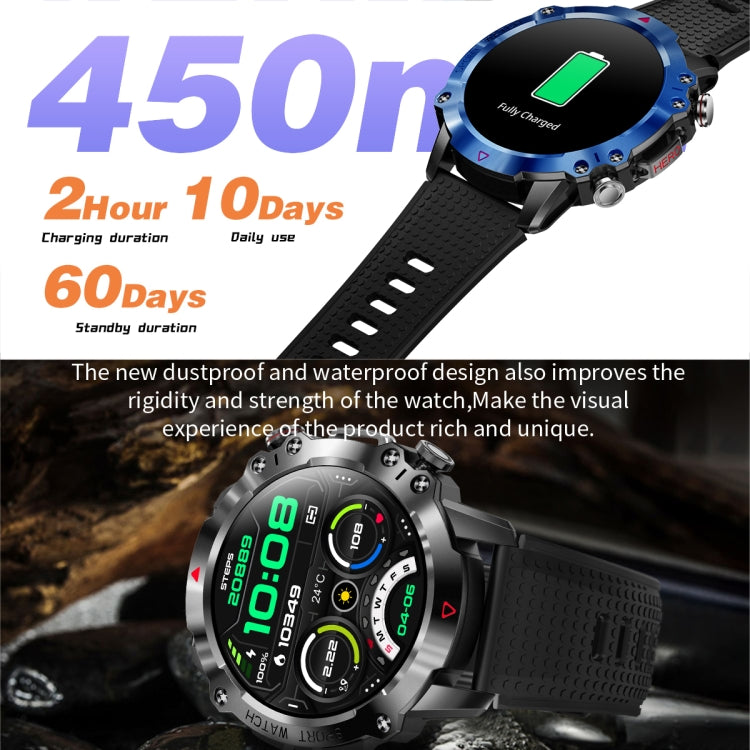 K10 1.39 inch IP67 Waterproof Smart Watch, Support Heart Rate / Sleep Monitoring(Black Silver) - Smart Wear by buy2fix | Online Shopping UK | buy2fix