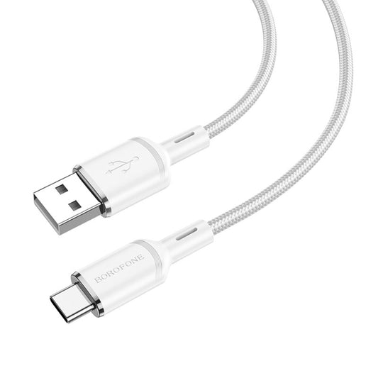 Borofone BX90 USB to Type-C Cyber 3A Charging Data Cable, Length:1m(White) -  by Borofone | Online Shopping UK | buy2fix