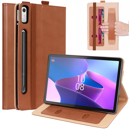 For Lenovo Tab P11 Pro Gen2 11.2 2022 TB132/138 Embossed Front Stand Leather Smart Tablet Case(Brown) - For Lenovo by buy2fix | Online Shopping UK | buy2fix