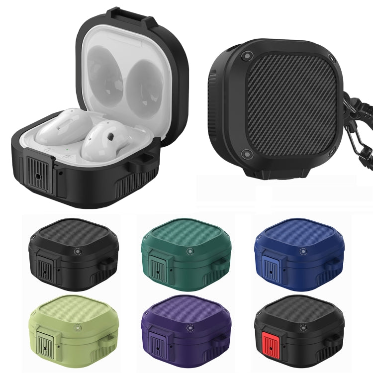Wireless Earphones Silicone Case with Switch & Carabiner for Samsung Galaxy Buds Live / Buds2 / Buds Pro / Buds2 Pro(Dark Green) - Samsung Earphone Case by buy2fix | Online Shopping UK | buy2fix