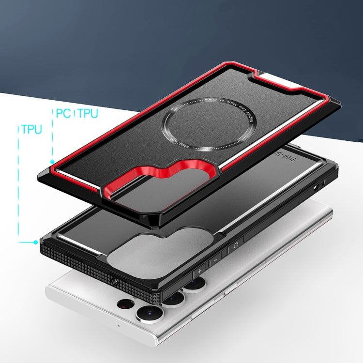 For Samsung Galaxy S23 5G Armour Two-color MagSafe Magnetic TPU + PC Phone Case(Black + Red) - Galaxy S23 5G Cases by buy2fix | Online Shopping UK | buy2fix
