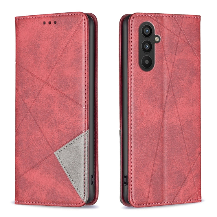 For Samsung Galaxy A24 4G Prismatic Invisible Magnetic Leather Phone Case(Red) - Galaxy Phone Cases by buy2fix | Online Shopping UK | buy2fix