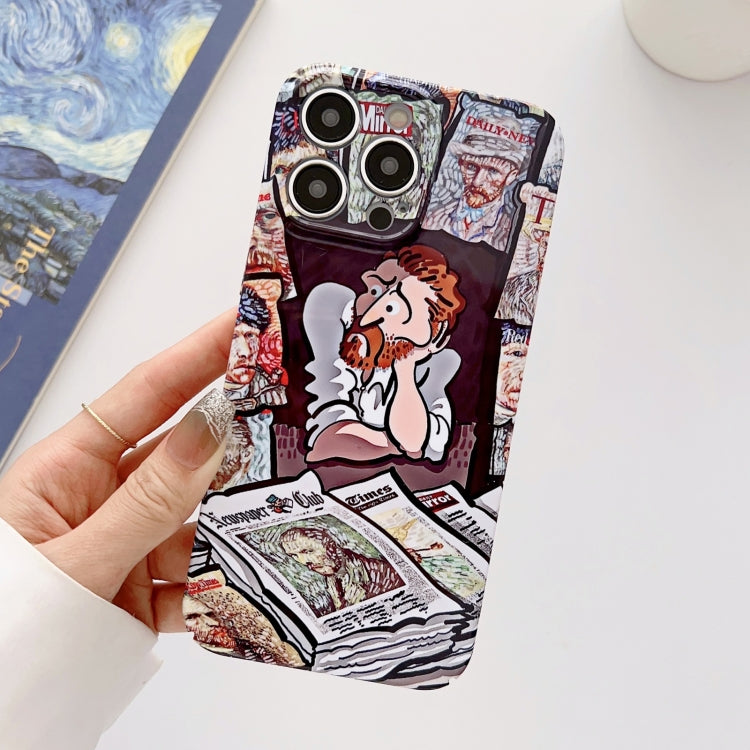 For iPhone 13 Pro Precise Hole Oil Painting Glossy PC Phone Case(Newspaper) - iPhone 13 Pro Cases by buy2fix | Online Shopping UK | buy2fix