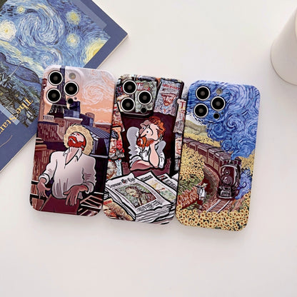 For iPhone 13 Pro Precise Hole Oil Painting Glossy PC Phone Case(Newspaper) - iPhone 13 Pro Cases by buy2fix | Online Shopping UK | buy2fix