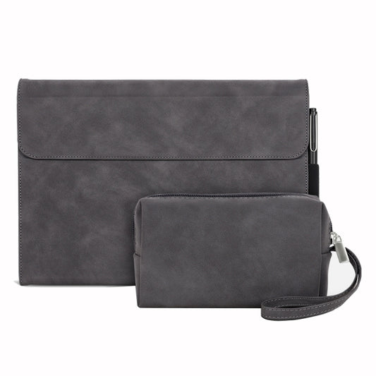 For Microsoft Surface Pro X Sheepskin All-Inclusive Shockproof Protective Case with Power Bag(Grey) - Others by buy2fix | Online Shopping UK | buy2fix