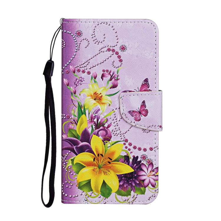 For Xiaomi Redmi 12C Colored Drawing Pattern Flip Leather Phone Case(Yellow Flower Butterfly) - Xiaomi Cases by buy2fix | Online Shopping UK | buy2fix