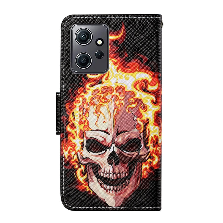 For Xiaomi Redmi Note 12 4G Global Colored Drawing Pattern Flip Leather Phone Case(Flame Skull) - Note 12 Cases by buy2fix | Online Shopping UK | buy2fix