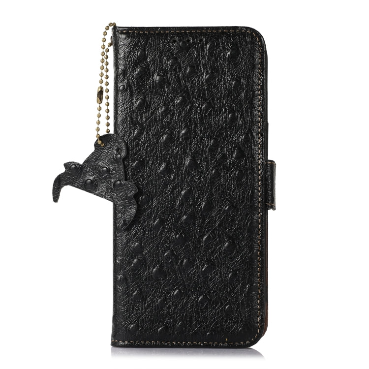 For Nokia G22 4G Ostrich Pattern Genuine Leather RFID Phone Case(Black) - Nokia Cases by buy2fix | Online Shopping UK | buy2fix