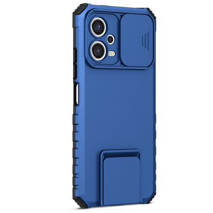 For Xiaomi Redmi Note 12 5G / Poco X5 Stereoscopic Holder Sliding Camshield Phone Case(Blue) - Note 12 Cases by buy2fix | Online Shopping UK | buy2fix