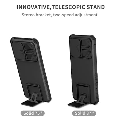 For Xiaomi Redmi Note 12 Pro 5G / Poco X5 Pro Stereoscopic Holder Sliding Camshield Phone Case(Black) - Note 12 Pro Cases by buy2fix | Online Shopping UK | buy2fix