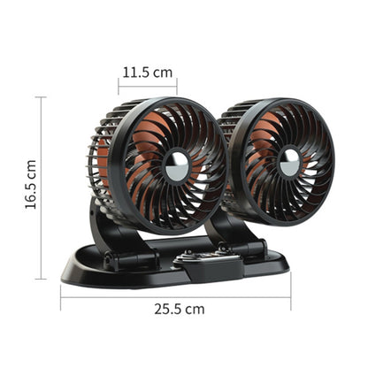 F622U Car Creative Folding Rotatable Double Head Electric Cooling Fan with Dual USB Charging Port, Style:USB Universal - In Car by buy2fix | Online Shopping UK | buy2fix