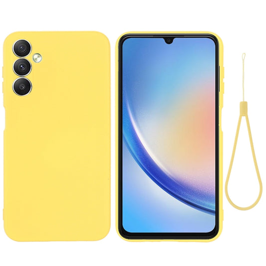 For Samsung Galaxy M14 5G Pure Color Liquid Silicone Shockproof Phone Case(Yellow) - Galaxy Phone Cases by buy2fix | Online Shopping UK | buy2fix