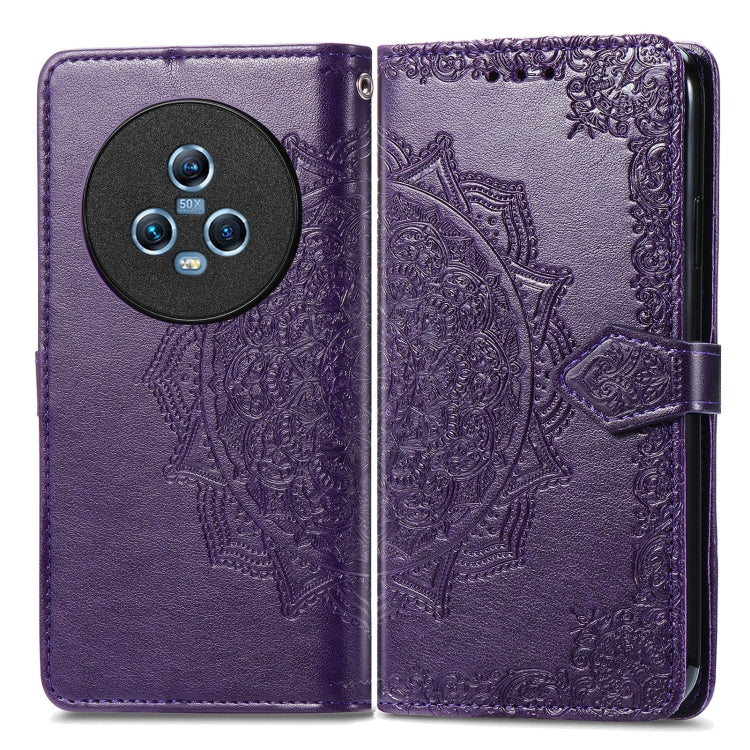 For Honor Magic5 Mandala Flower Embossed Leather Phone Case(Purple) - Honor Cases by buy2fix | Online Shopping UK | buy2fix
