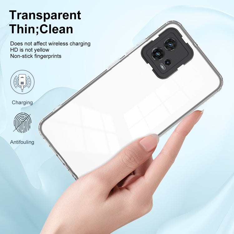 For Motorola Moto G72 5G 3 in 1 Clear TPU Color PC Frame Phone Case(Black) - Motorola Cases by buy2fix | Online Shopping UK | buy2fix