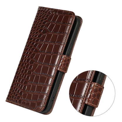 For Nokia C32 4G Crocodile Top Layer Cowhide Leather Phone Case(Brown) - Nokia Cases by buy2fix | Online Shopping UK | buy2fix