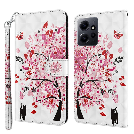 For Xiaomi Redmi Note 12 4G Global 3D Painting Pattern Flip Leather Phone Case(Cat Under The Tree) - Note 12 Cases by buy2fix | Online Shopping UK | buy2fix