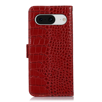 For Google Pixel 8 Crocodile Top Layer Cowhide Leather Phone Case(Red) - Google Cases by buy2fix | Online Shopping UK | buy2fix