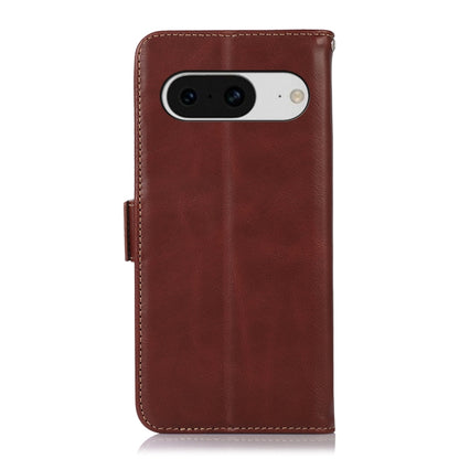 For Google Pixel 8 Crazy Horse Top Layer Cowhide Leather Phone Case(Brown) - Google Cases by buy2fix | Online Shopping UK | buy2fix