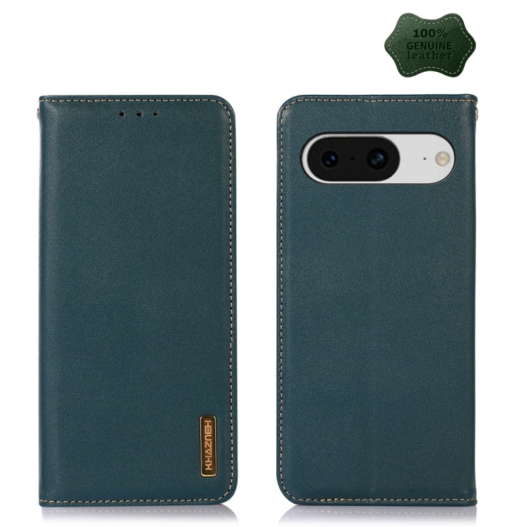 For Google Pixel 8 KHAZNEH Nappa Top Layer Cowhide Leather Phone Case(Green) - Google Cases by buy2fix | Online Shopping UK | buy2fix