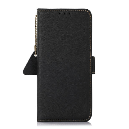 For Nokia C12 4G Side-Magnetic TJ Genuine Leather RFID Phone Case(Black) - Honor Cases by buy2fix | Online Shopping UK | buy2fix