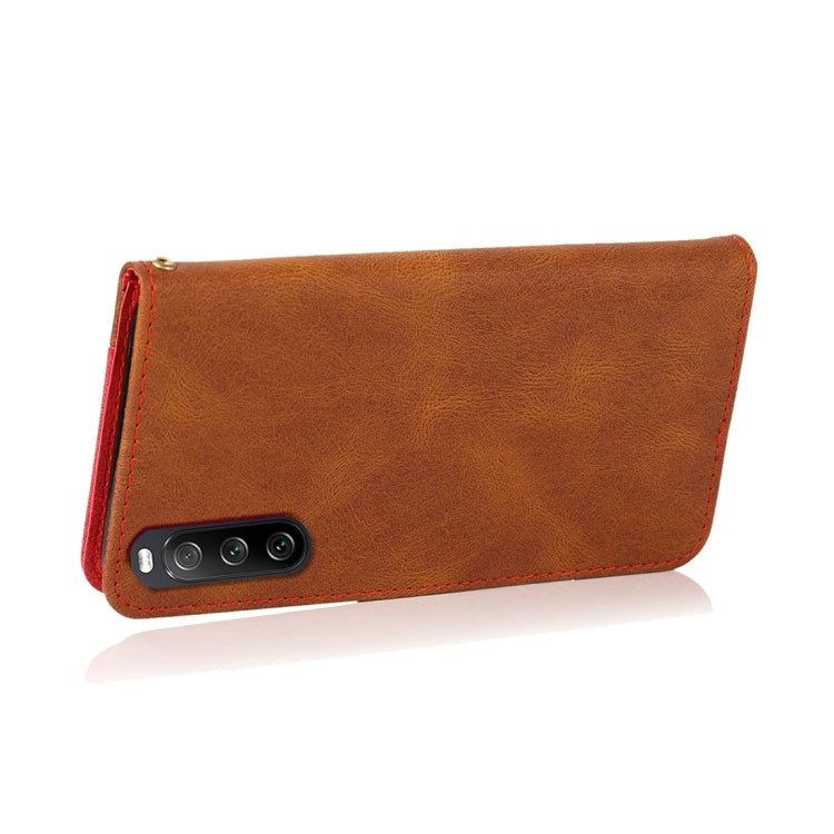 For Sony Xperia 10 V 2023 Dual-color Stitching Leather Phone Case(Brown Red) - Sony Cases by buy2fix | Online Shopping UK | buy2fix