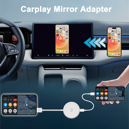 THT-020-6 USB + USB-C / Type-C Carplay Mirror Adapter for iPhone(White) -  by buy2fix | Online Shopping UK | buy2fix