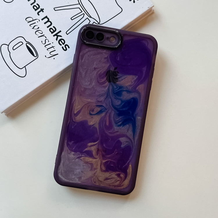 For iPhone 8 Plus / 7 Plus Oil Painting Electroplating TPU Phone Case(Purple) - More iPhone Cases by buy2fix | Online Shopping UK | buy2fix