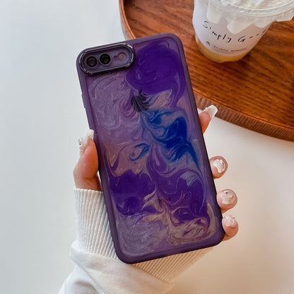 For iPhone 8 Plus / 7 Plus Oil Painting Electroplating TPU Phone Case(Purple) - More iPhone Cases by buy2fix | Online Shopping UK | buy2fix