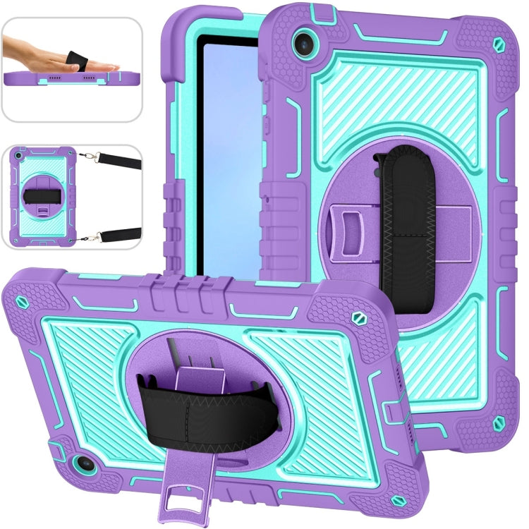 For Huawei MatePad SE 10.4 360 Degree Rotation PC Contrast Silicone Tablet Case(Purple + Mint Green) - For Huawei by buy2fix | Online Shopping UK | buy2fix