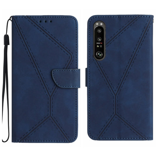 For Sony Xperia 1 IV Stitching Embossed Leather Phone Case(Blue) - Sony Cases by buy2fix | Online Shopping UK | buy2fix