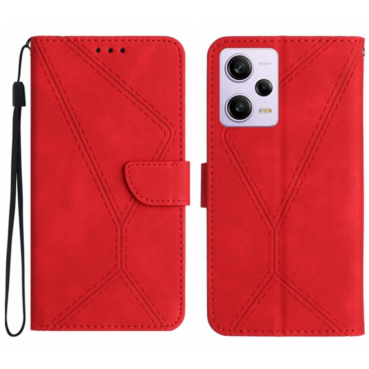 For Xiaomi POCO X5 Pro Stitching Embossed Leather Phone Case(Red) - Xiaomi Cases by buy2fix | Online Shopping UK | buy2fix