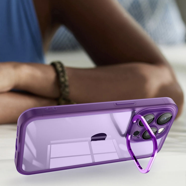 For iPhone 13 Pro Max Invisible Lens Bracket Matte Transparent Phone Case(Purple) - iPhone 13 Pro Max Cases by buy2fix | Online Shopping UK | buy2fix