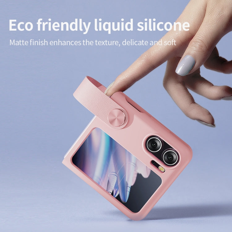 For OPPO Find N2 Flip NILLKIN Skin Feel Liquid Silicone Phone Case With Finger Strap(Pink) - OPPO Cases by NILLKIN | Online Shopping UK | buy2fix