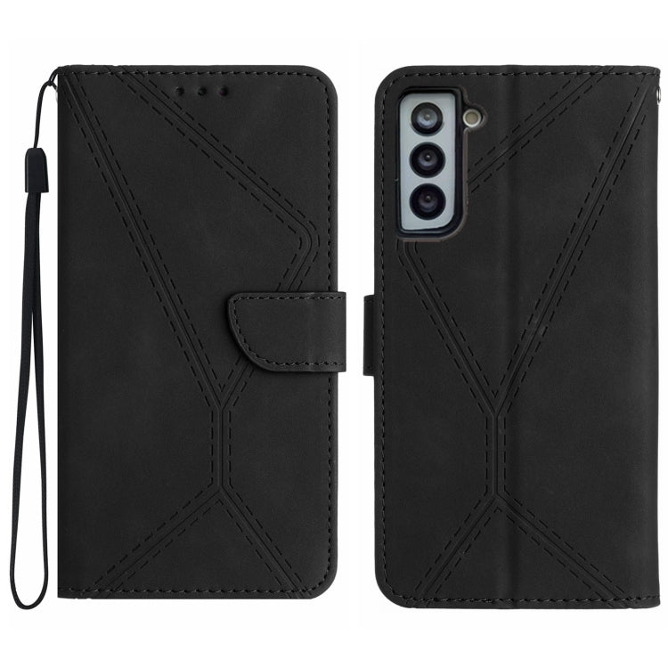 For Samsung Galaxy S22 5G Stitching Embossed Leather Phone Case(Black) - Galaxy S22 5G Cases by buy2fix | Online Shopping UK | buy2fix