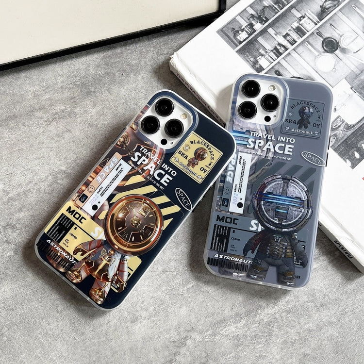 For iPhone 14 Pro Dual-side IMD Astronaut Frosted Phone Case(Black Gold) - iPhone 14 Pro Cases by buy2fix | Online Shopping UK | buy2fix