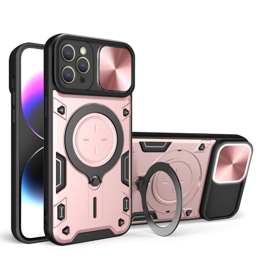 For iPhone 11 Pro Max CD Texture Sliding Camshield Magnetic Holder Phone Case(Pink) - iPhone 11 Pro Max Cases by buy2fix | Online Shopping UK | buy2fix