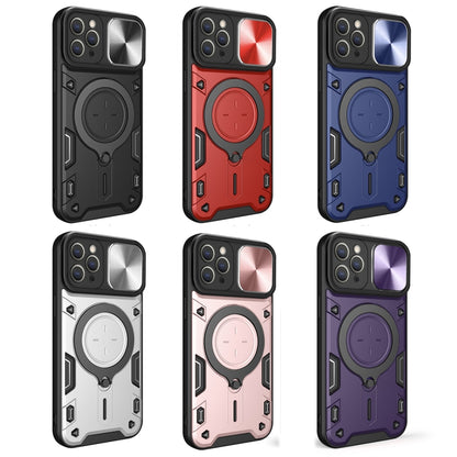 For iPhone 13 Pro CD Texture Sliding Camshield Magnetic Holder Phone Case(Red) - iPhone 13 Pro Cases by buy2fix | Online Shopping UK | buy2fix