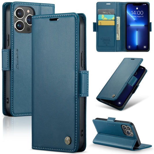 For iPhone 13 Pro Max CaseMe 023 Butterfly Buckle Litchi Texture RFID Anti-theft Leather Phone Case(Blue) - iPhone 13 Pro Max Cases by CaseMe | Online Shopping UK | buy2fix