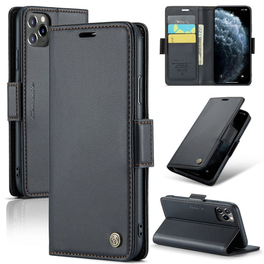 For iPhone 11 Pro CaseMe 023 Butterfly Buckle Litchi Texture RFID Anti-theft Leather Phone Case(Black) - iPhone 11 Pro Cases by CaseMe | Online Shopping UK | buy2fix
