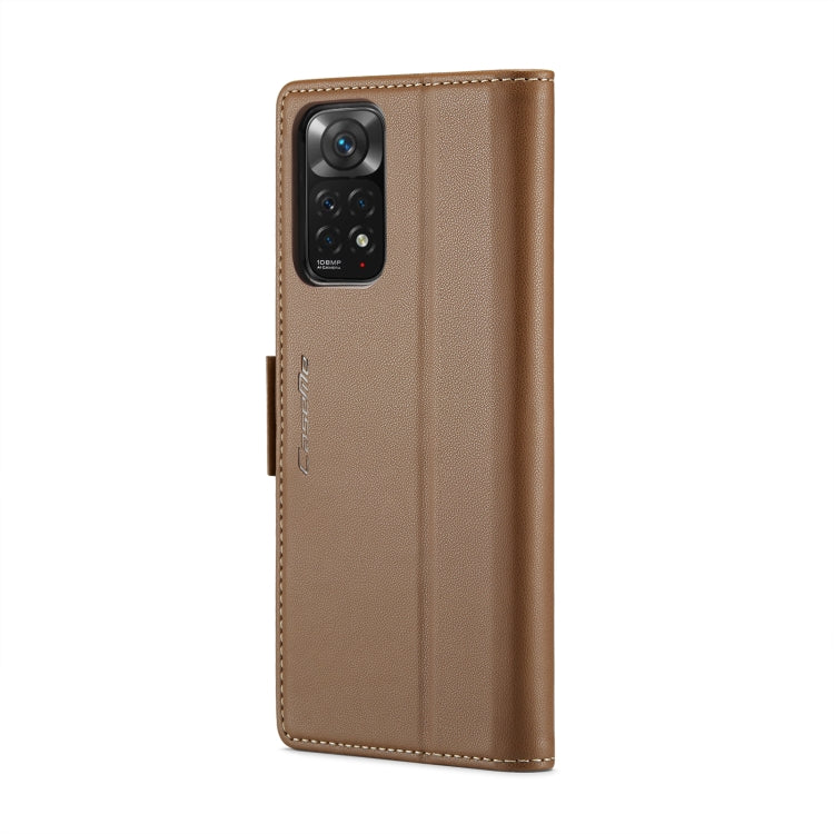 For Xiaomi Redmi Note 11 4G Global/Note 11S Global CaseMe 023 Butterfly Buckle Litchi Texture RFID Anti-theft Leather Phone Case(Brown) - Xiaomi Cases by CaseMe | Online Shopping UK | buy2fix