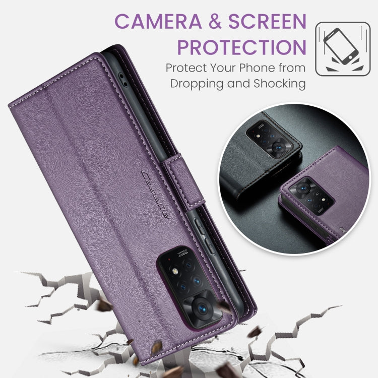 CaseMe 023 Butterfly Buckle Litchi Texture RFID Anti-theft Leather Phone Case For Xiaomi Redmi Note 11 Pro 5G Global/Redmi Note 11 Pro Global(Pearly Purple) - Redmi Note 11 Pro Case by CaseMe | Online Shopping UK | buy2fix