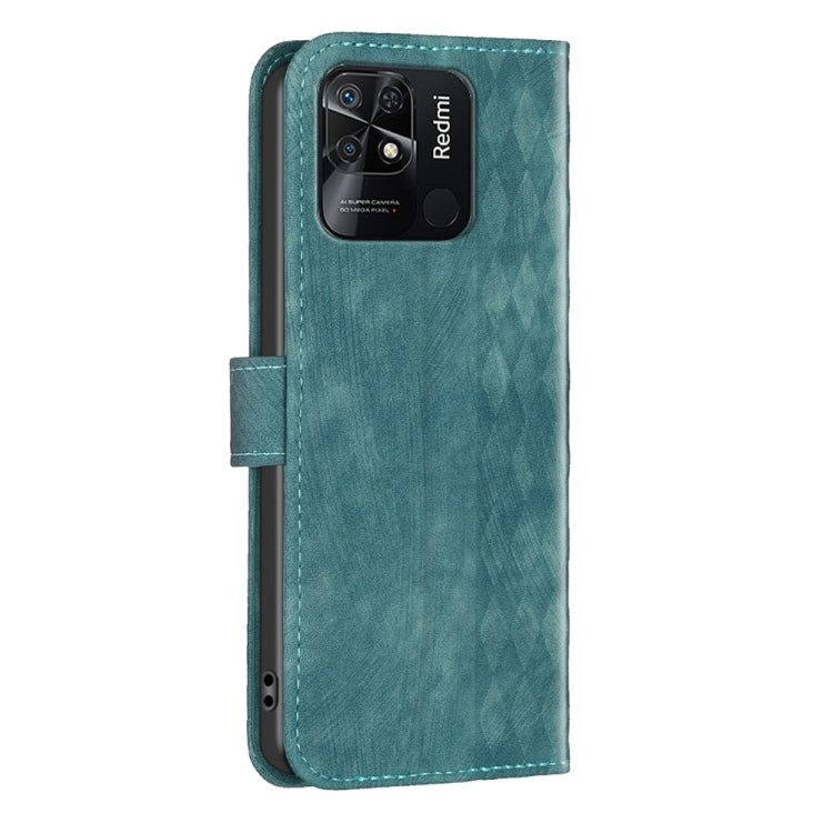 For Xiaomi Redmi 10C Plaid Embossed Leather Phone Case(Green) - Xiaomi Cases by buy2fix | Online Shopping UK | buy2fix