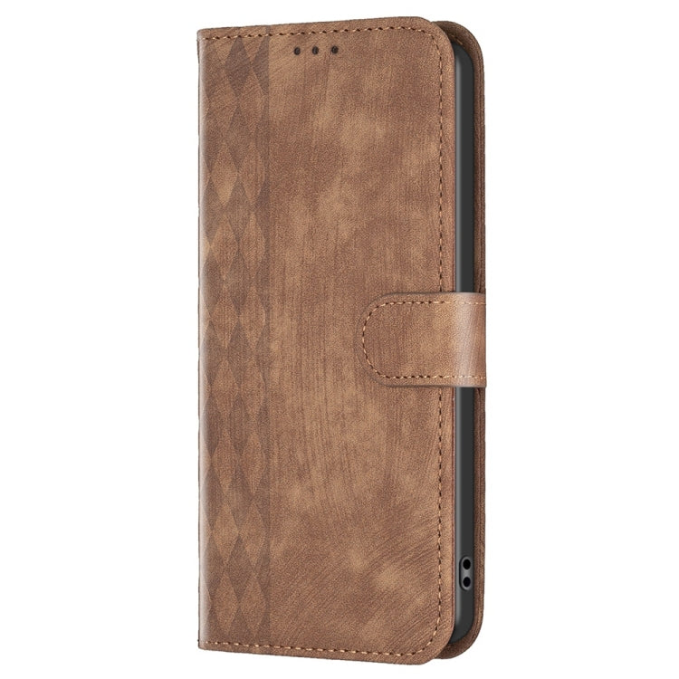 For Xiaomi Redmi K60 / K60 Pro Plaid Embossed Leather Phone Case(Brown) - Redmi K60 Cases by buy2fix | Online Shopping UK | buy2fix