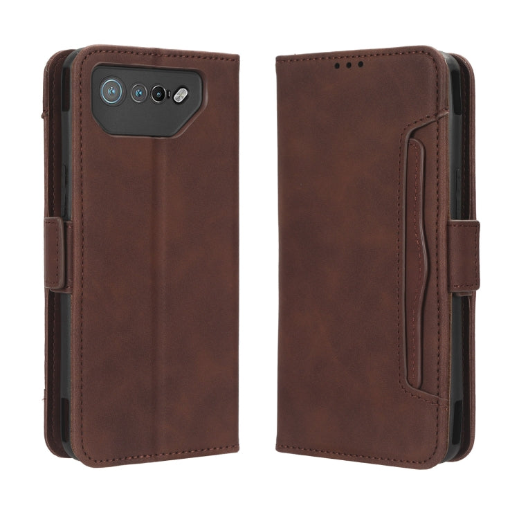 For ASUS ROG Phone 7 Skin Feel Calf Texture Card Slots Leather Phone Case(Brown) - ASUS Cases by buy2fix | Online Shopping UK | buy2fix