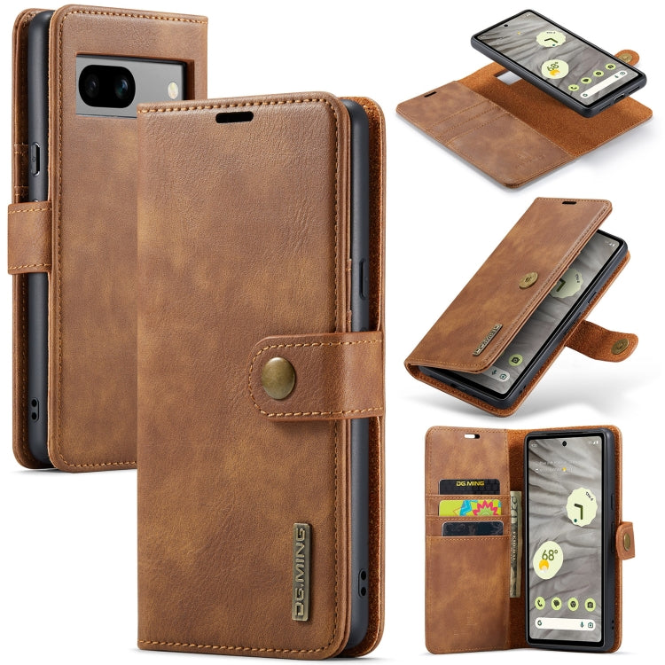 For Google Pixel 7A DG.MING Crazy Horse Texture Detachable Magnetic Leather Phone Case(Brown) - Google Cases by DG.MING | Online Shopping UK | buy2fix