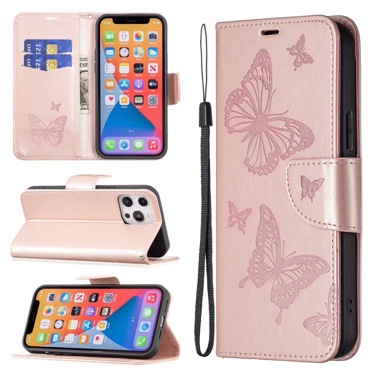 For Xiaomi Poco F5 5G / Redmi Note 12 Turbo Two Butterflies Embossing Leather Phone Case(Rose Gold) - Xiaomi Cases by buy2fix | Online Shopping UK | buy2fix