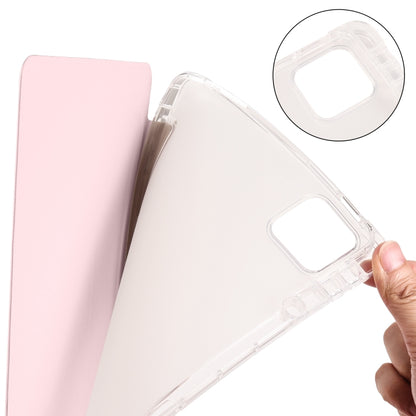 For Xiaomi Pad 6 / 6 Pro 3-fold Clear TPU Smart Leather Tablet Case with Pen Slot(Sand Pink) -  by buy2fix | Online Shopping UK | buy2fix